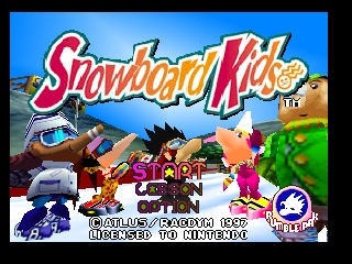 Snowboard Kids title screen for Nintendo 64